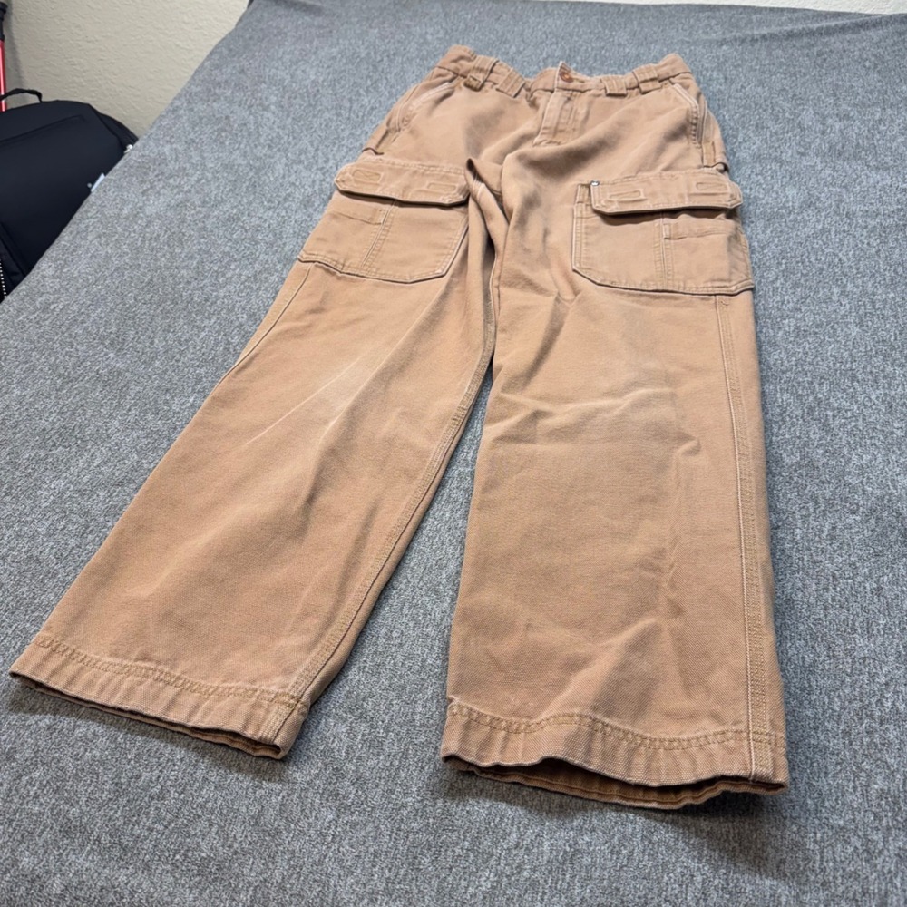 Duluth Trading Co Mens Fire Hose Cargo Pants Tan Brown Cotton Canvas 30x32